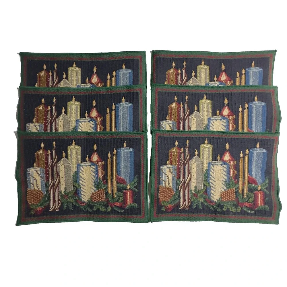 Holiday Candles Tapestry Placemats Set Of‎ 6 - 12